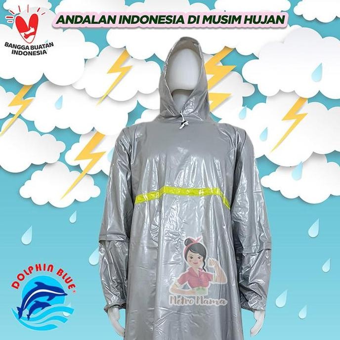 ORI - JAS HUJAN PONCO LENGAN + CELANA DOLPHIN BLUE 672 HYBRID BIG SIZE JUMBO