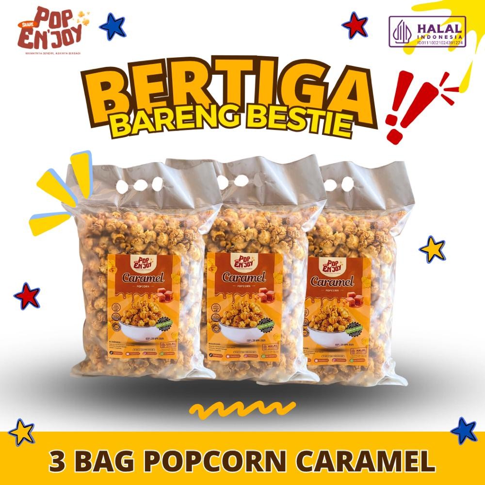 

[BUNDLING 3] CARAMEL POPCORN 1.5 KG - PopENjoy (3x500gr) / Camilan Manis Crispy Popkorn Jagung Sehat Premium aSt