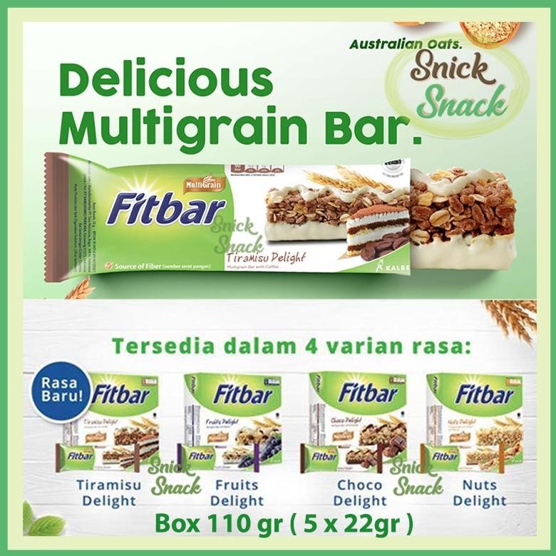 

Fitbar Multigrain Granola Bar Box 100 gr Sereal Choco Nuts Fruits Tiramisu Delight Snack Diet Sehat aSt