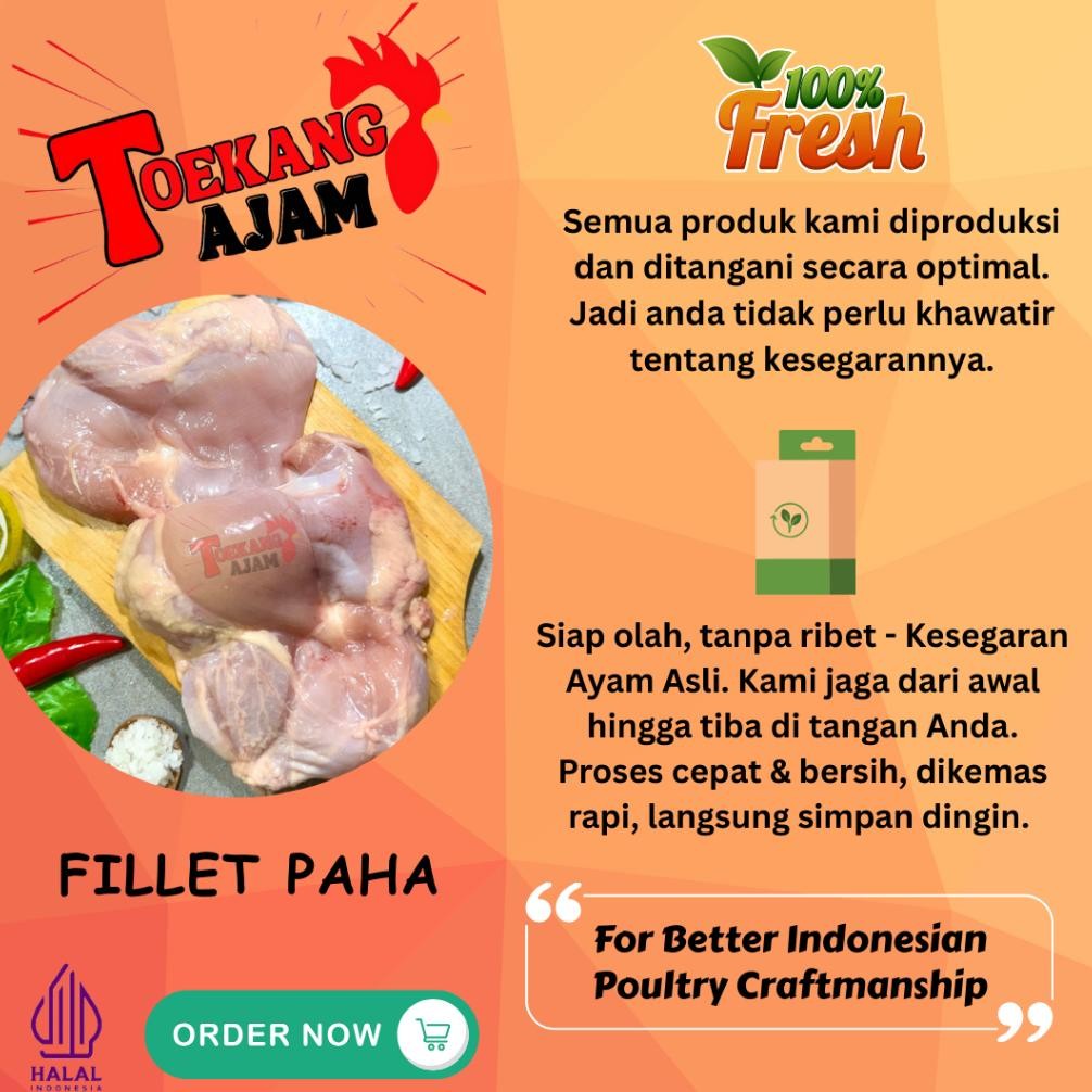 

Paha Ayam Tanpa Tulang Tanpa Kulit / BLP / Skinless Boneless Leg / Fillet Paha aSt