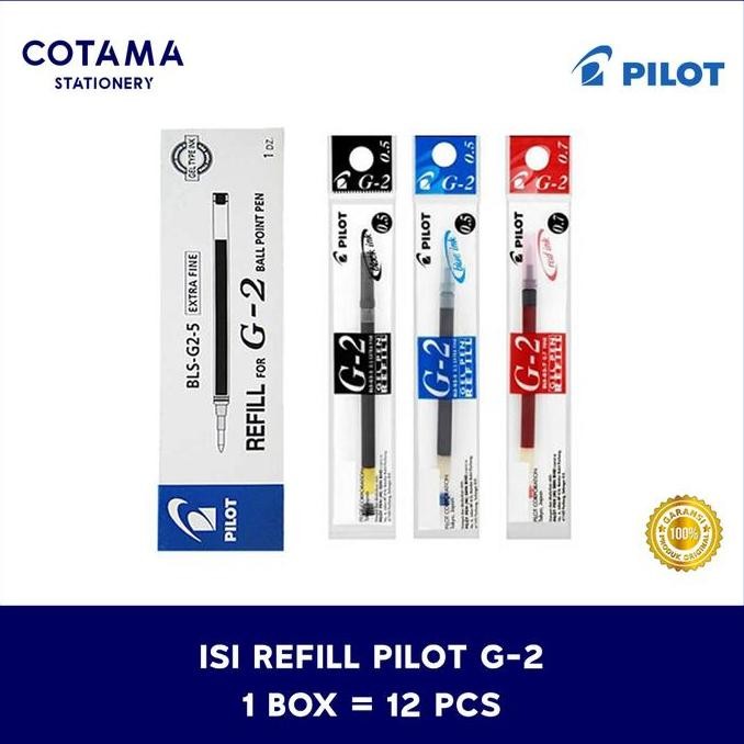 

NEW Isi Refill Pulpen Pilot G-2 G2 Fine Gel Pen 0.5/0.7 - 1 box isi 12 pcs