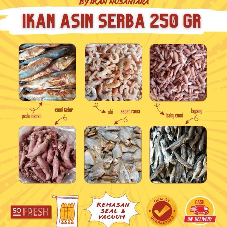 

IKAN ASIN/BABYCUMI serba 250gram/ IKAN ASIN NUSANTARA KUALITAS PREMIUM aSt