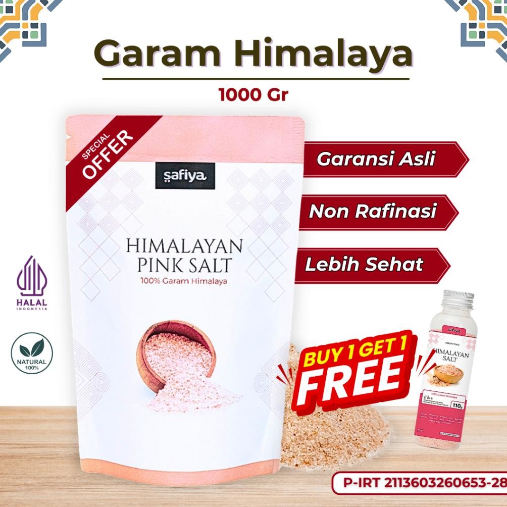 

[Buy 1 Get 1] Garam Himalaya 1 Kg Safiya Himalayan Pink Salt Penyedap Rasa Natural aSt