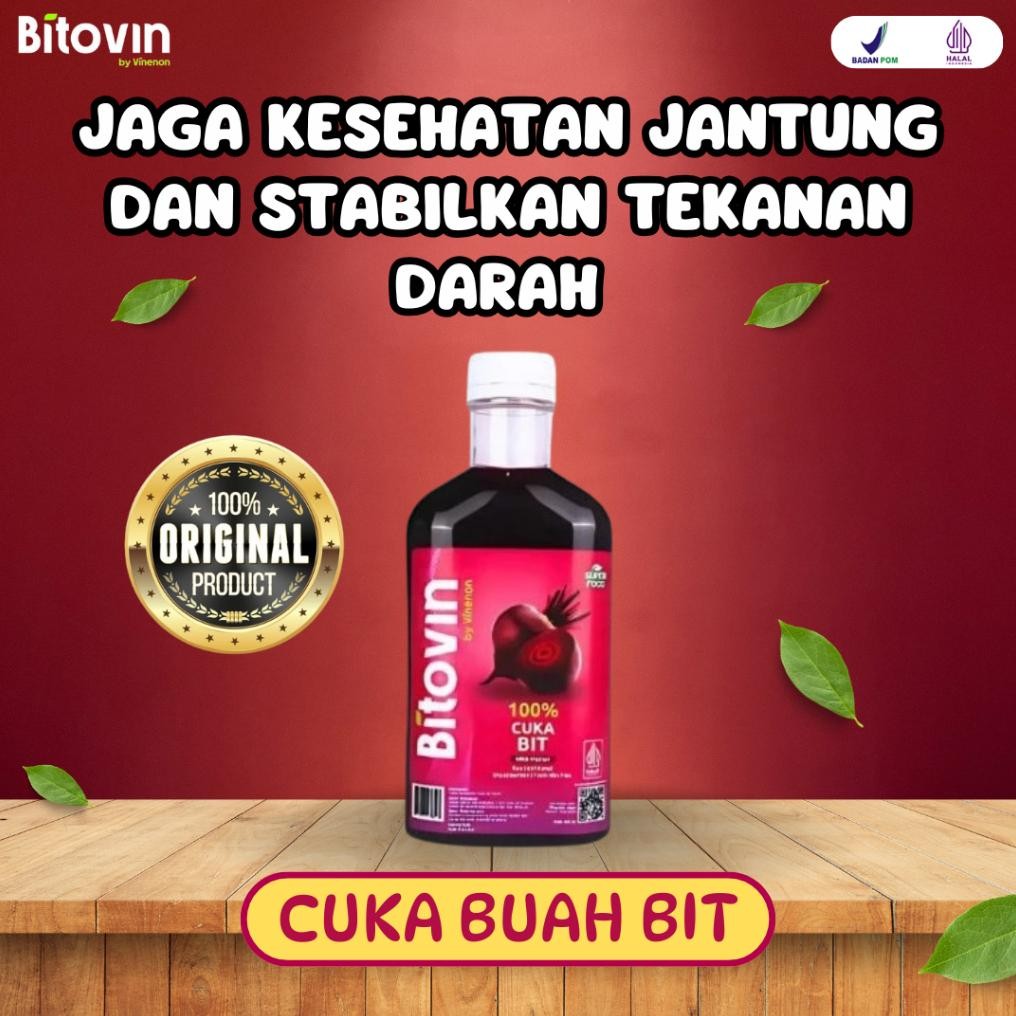 

BITOVIN Paket 1 Botol - Cuka Buah Bit Membantu Jaga Kesehatan Jantung Stabilkan Tekanan Darah Penambah Darah aSt