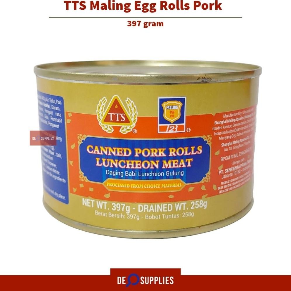 

Maling Egg Rolls 397gr - Canned Pork Rolls Luncheon Meat Daging Gulung Babi aSt