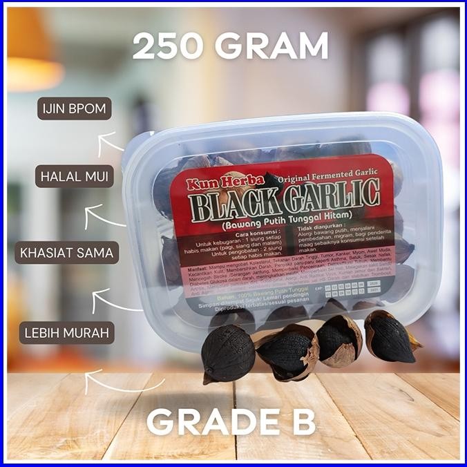 

Bawang Putih Hitam Tunggal 250 Gr | Grade B Khasiat Sama Persis aSt