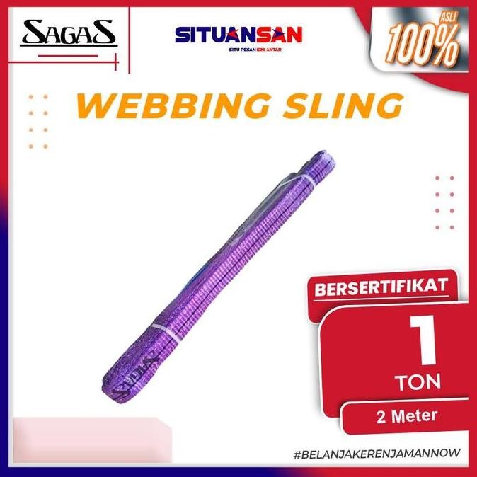 Siap Kirim Webbing Sling 1 Ton x 2 Meter SAGAS Tali Angkat Sertifikat K3