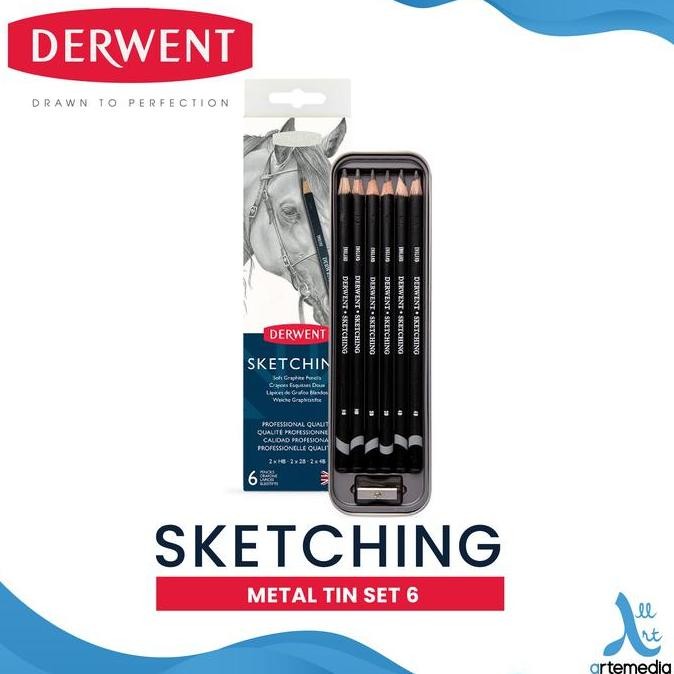 

Pensil Gambar Derwent Sketching Pencil 6 Metal Tin Drawing