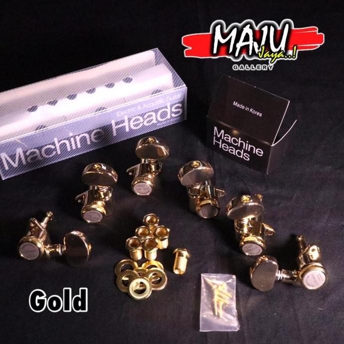DRYER TUNING MACHINE GITAR ELEKTRIK AKUSTIK LOCKING GROVER STYLE 3R 3L GOLD ORIGINAL DAN TERPERCAYA