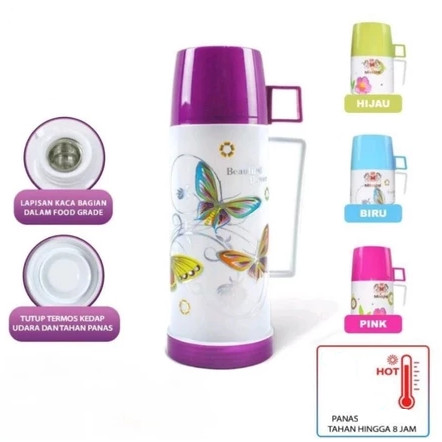 TERMOS AIR PANAS / TERMOS AIR PANAS FLOWER MERAH/TERMOS KECIL AIR PANAS MERK FN TAHAN 24 JAM ORIGINA
