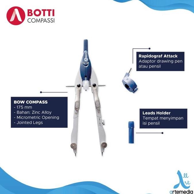 

TERMURAH - Botti Design Compass Luxury 2009 Series Set Jangka Teknik Micrometric untuk Gambar Arsitek