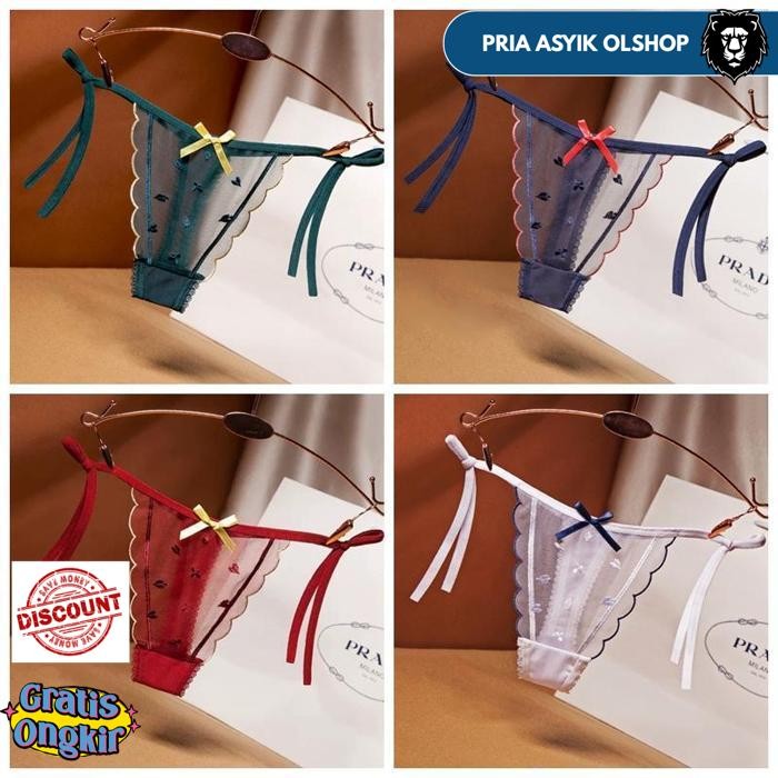 CELANA DALAM WANITA SEXY NEW LOW WAIST TALI G STRING RENDA TRANSPARAN CD PANTIES IMPORT C239 BY PRIA