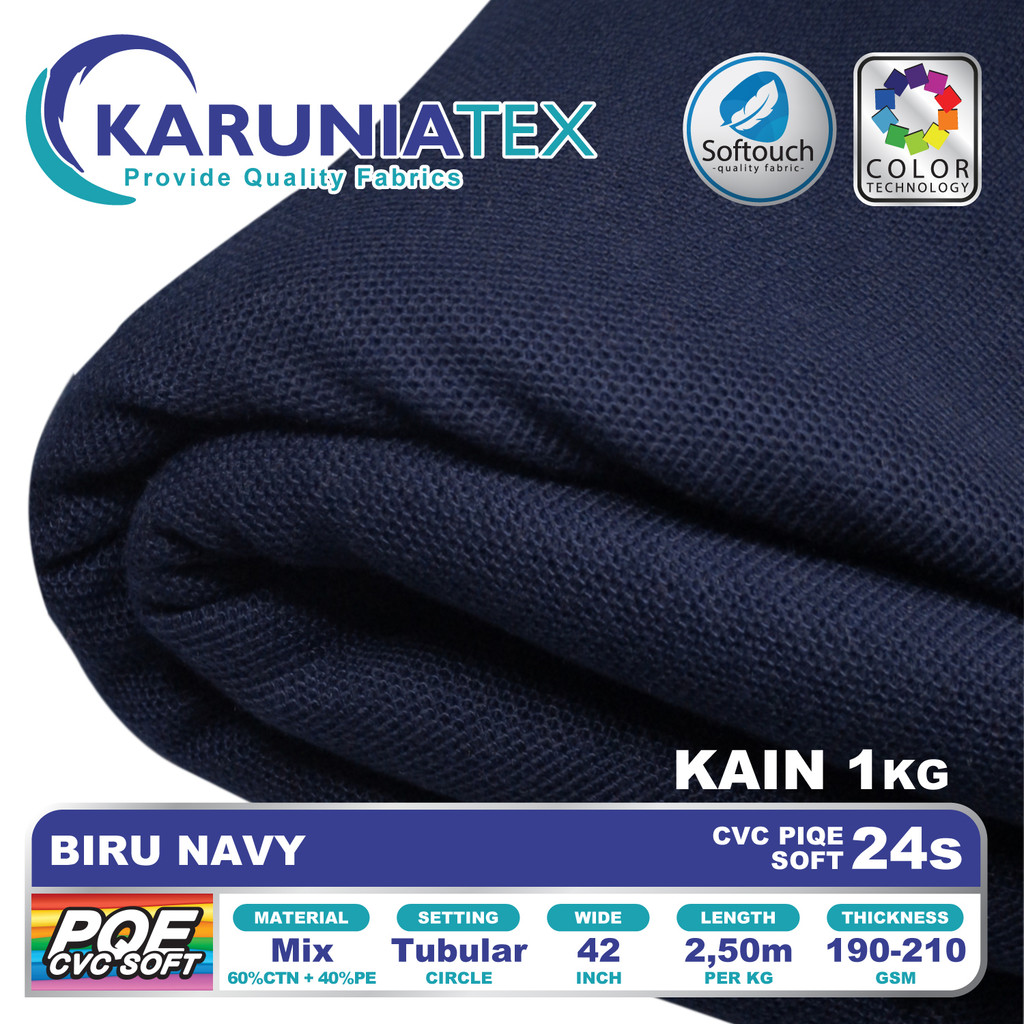 Kain Kaos Poloshirts CVC Soft 24s | Biru Navy | Karunia Textile