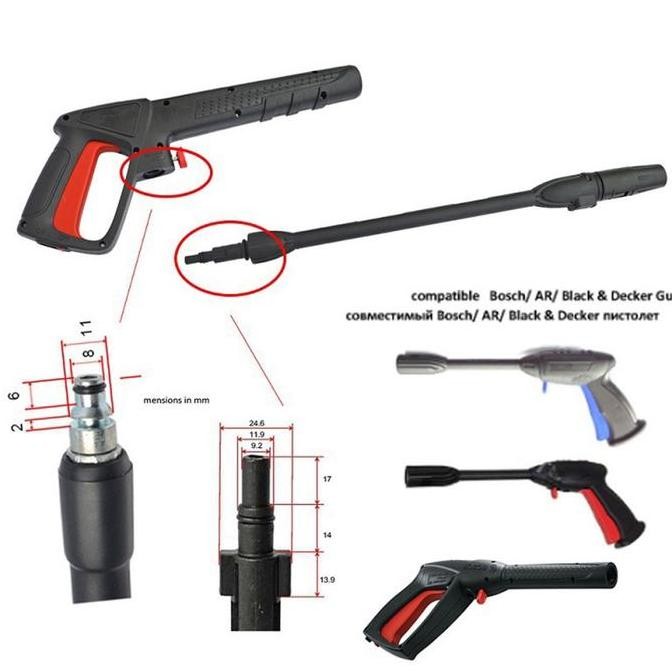 Jet Cleaner Gun High Pressure Sprayer Spray Stik Compatible With Bosch Aquatak Aqt Alat Semprot Cuci