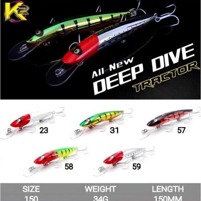 eupro k2 tractor trolling minnow 150mm 34g umpan laut tenggiri gt marlin stok terbatas