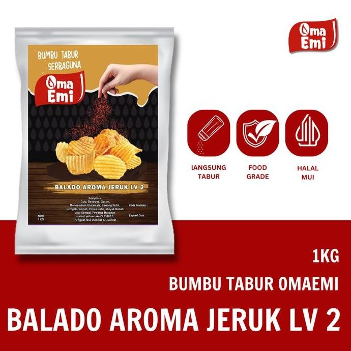 

DISKON! BUMBU TABUR BALADO JERUK LV2 1KG - SEASONING SNACK PEDAS HALAL