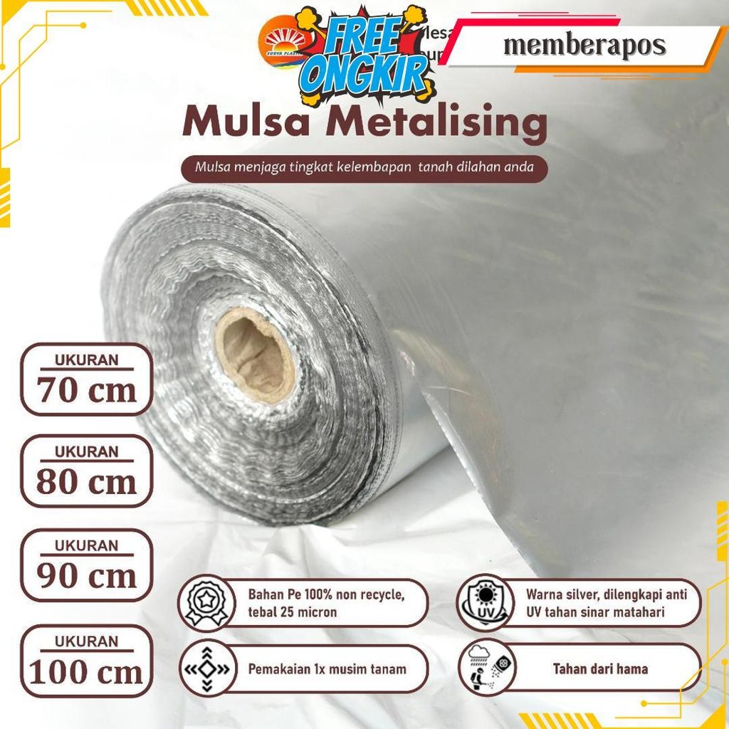 Plastik Mulsa Perak 1 Roll 8 Kg Mulsa Grenjeng Lebar 90 Cm Terlaris