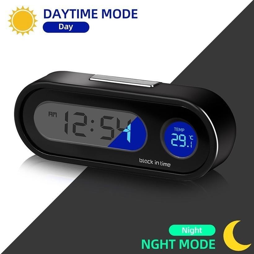 Jam Digital LED dashboard Mobil Blacklight Biru Dengan Termometer Untuk Dashboard Mobil Jam Termomet