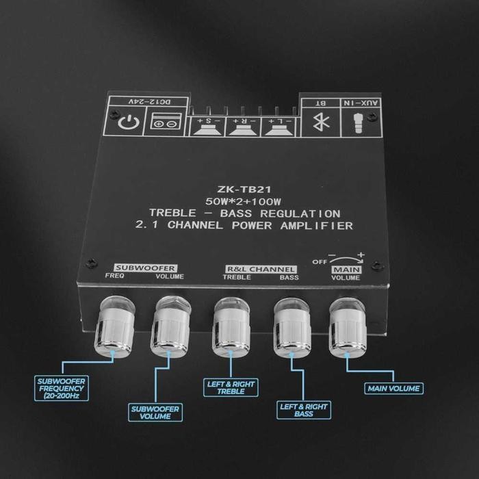 ZK Audio Bluetooth Audio Receiver 5.0 Amplifier 50Wx2+100W - ZK-TB21
