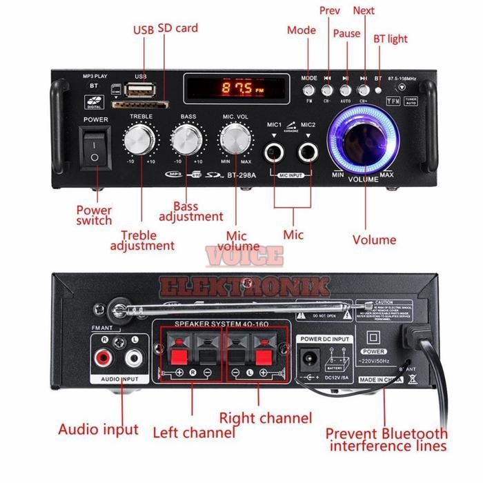 Power Amplifier EQ Bluetooth Kualitas 300+300Watt