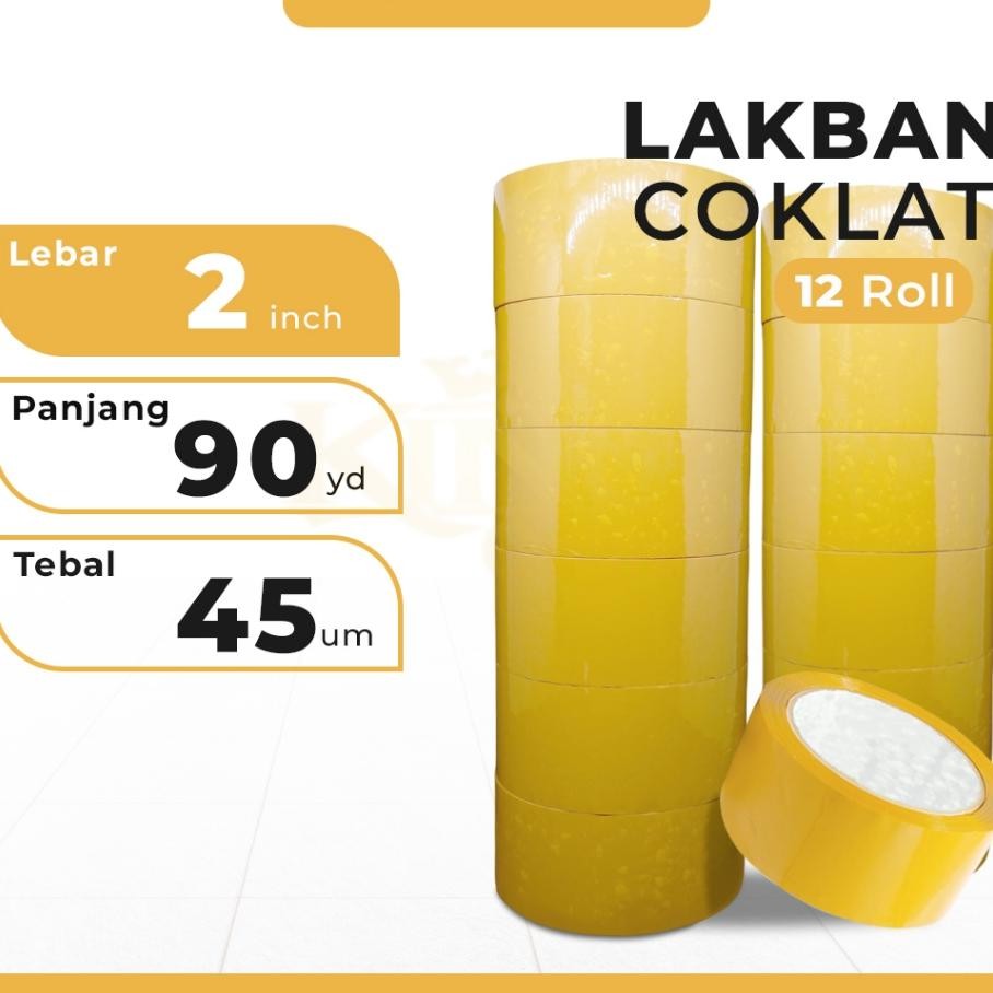 

12 Pcs Isolasi Lakban Coklat 48 Mm X 90 Yard Eco 75 Yard 2 Slop Tebal Solasi Ontape Opp
