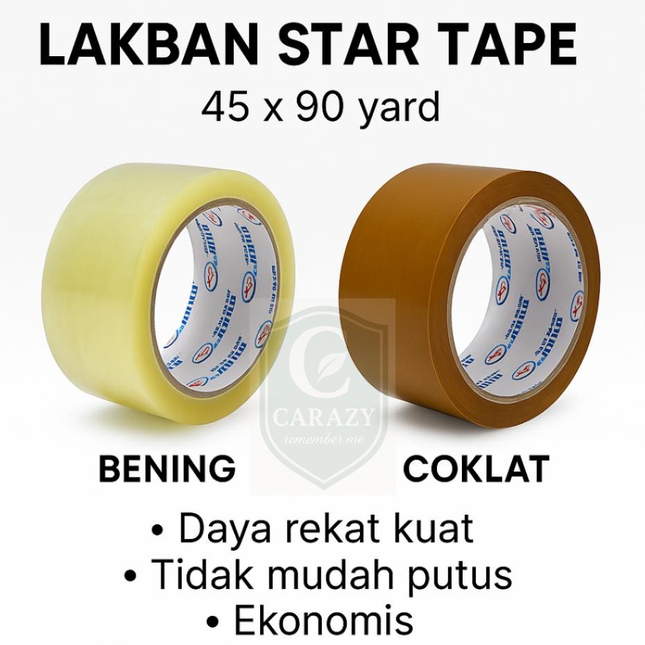 

Lakban Star Tape 45Mm X 90 Yard Bening Coklat Per Slop Isi 6 Pcs Lem Paing Lakbanisolasi Bening 45X90 Yard Lakbanisolasi Ter