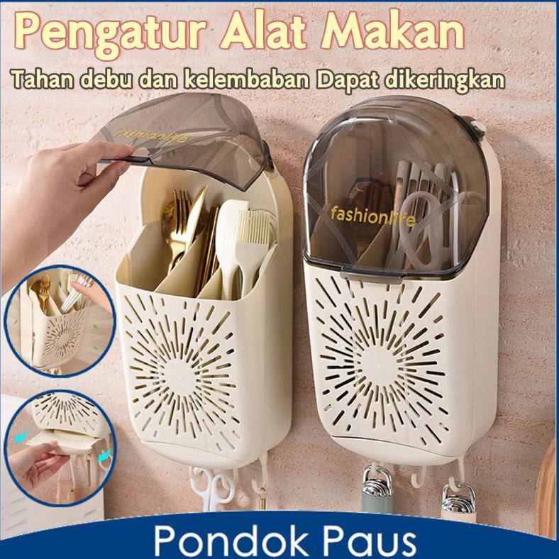 Tempat Sendok Garpu /Serbaguna Gantung  Tempat Sendok Garpu /Tertutup Tempel Dinding Kotak Organizer