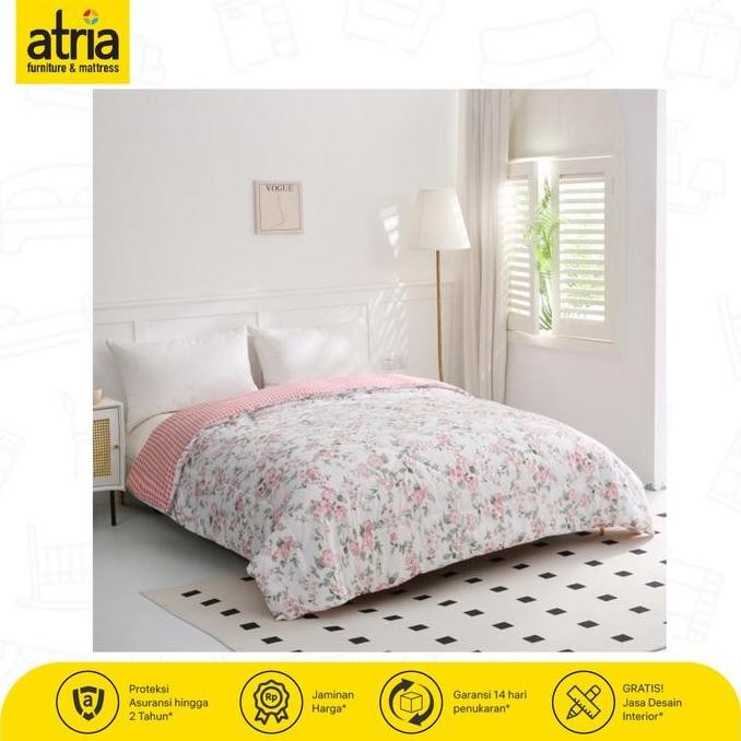 Bedcover & Sprei Atria Shaby Chic Reversible Pink Floral Microviber