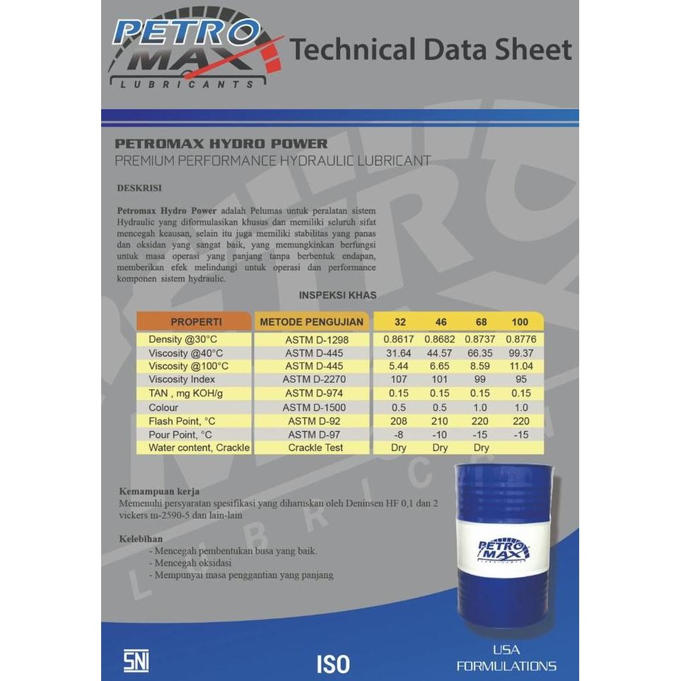 Petromax Hydraulic Oil Iso Vg 68 / Oli Hidrolik (Drum) 200 Liter