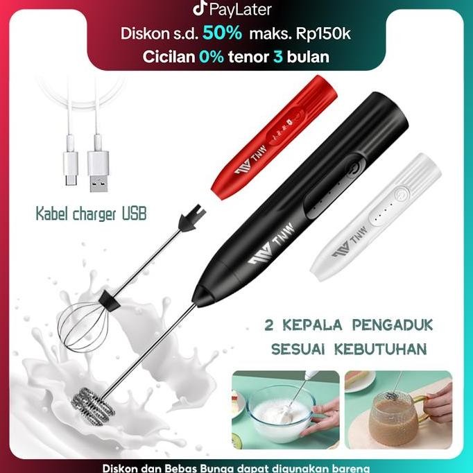 TNW Milk Frother Handheld Blender USB Rechargeable | Pengocok Telur & Mixer Kopi Portable