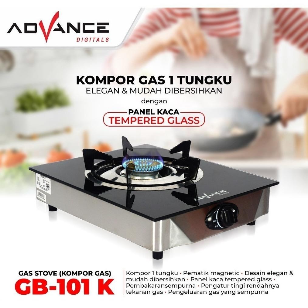 Ready  Kompor Gas Kaca 1 Tungku  Gb100K / Advance Gb101K / Kompor Gas Kaca 1 Tungku / Kompor Advance