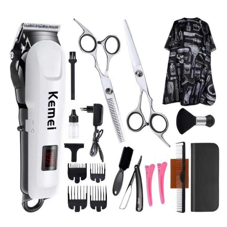 [COD]paket alat cukur rambut barbershop mesin cukur pangkas gunting potong sasak rambut kemei km-PG8