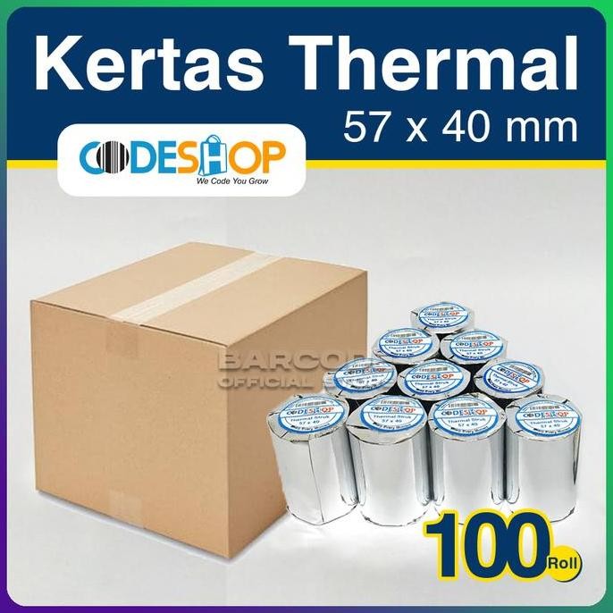 

TERBARU - Kertas Thermal Codeshop 57x40 mm 1 Dus Isi 100 Roll