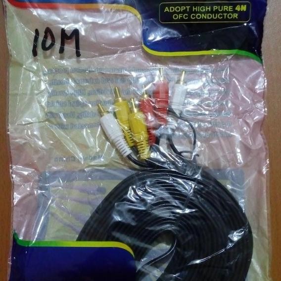SIAP KIRIM KABEL RCA 3 TO RCA 3 PANJANG 10 METER - KABEL AV AUDIO VIDEO