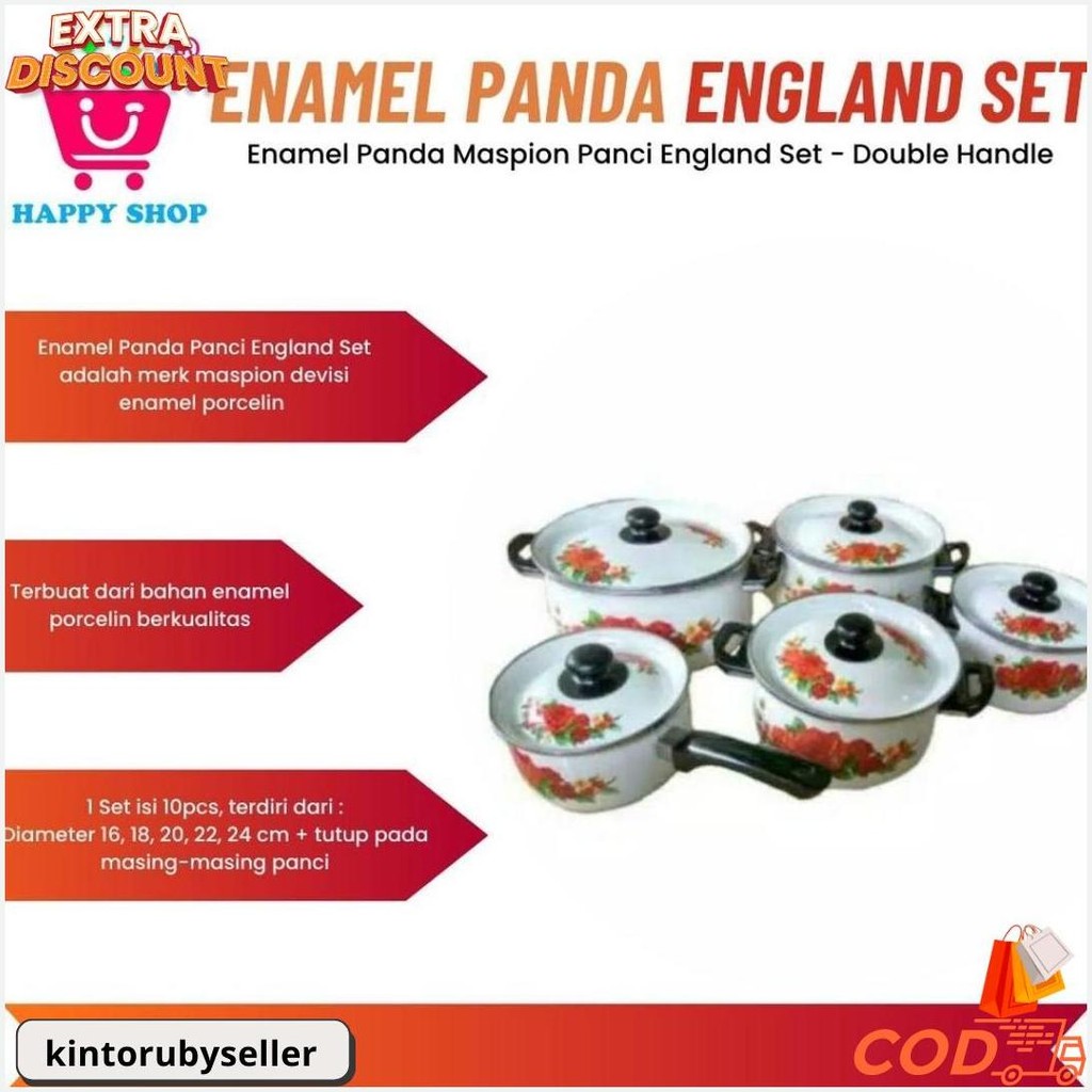 Enamel Panda Maspion Panci England Set - Double Handle Original Produk