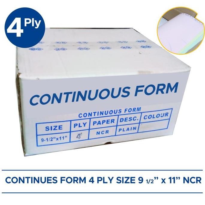 

Kertas Continues Form 4 Ply NCR 9 1/2 x 11 Inch Paper