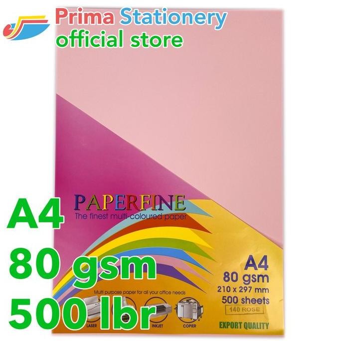

TERLARIS - Paperfine Kertas HVS Warna A4 IT 140 Rose Rim isi 500 lbr [TC]
