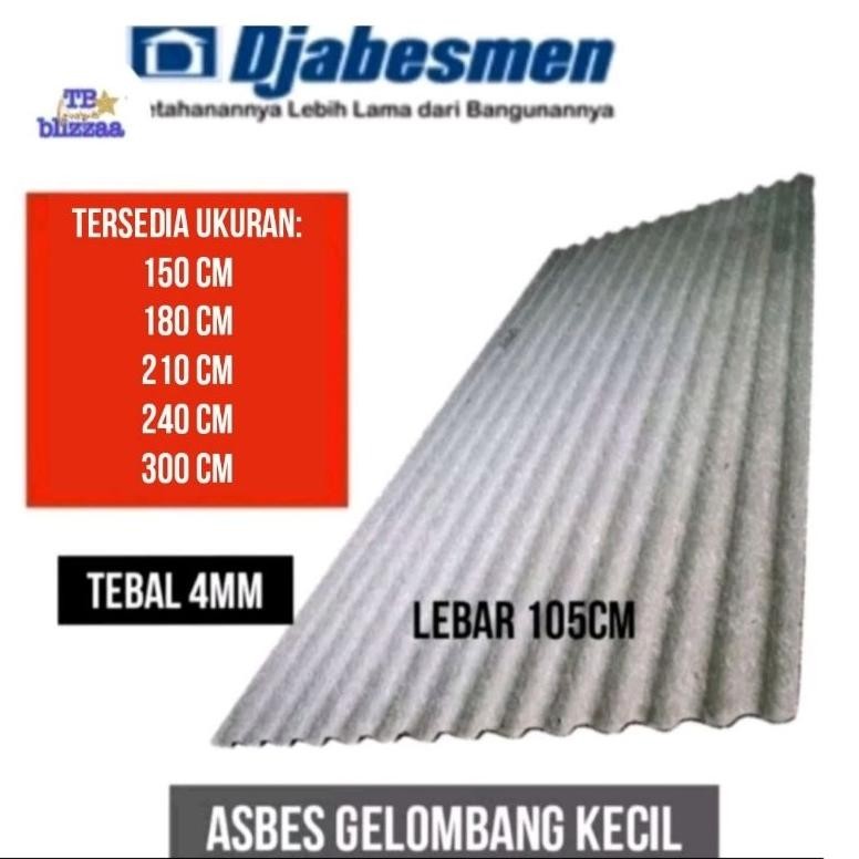 DV5 }} Asbes Gelombang Kecil 240cm Asbes Gelombang Kecil 2.4Mtr Djabesmen Asbes Atap
