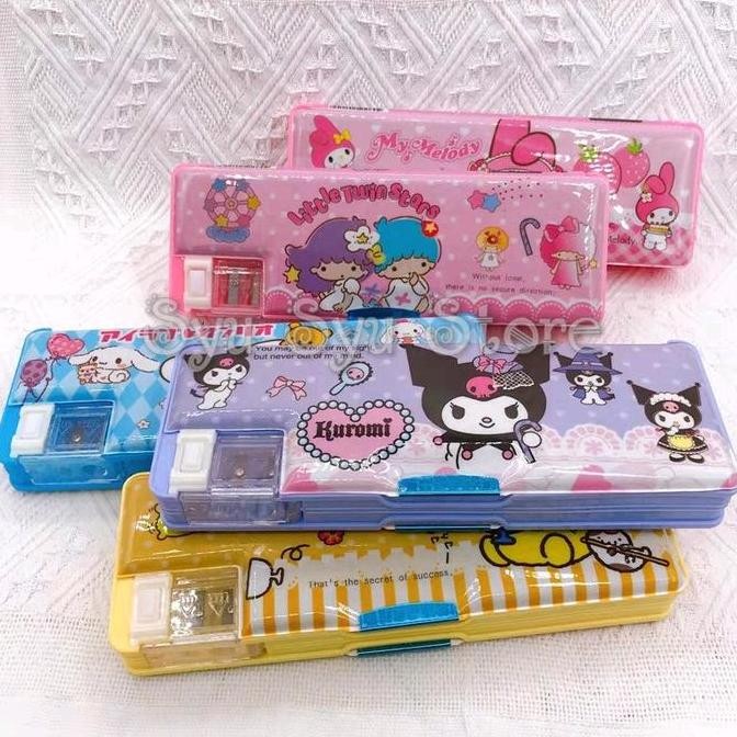 

Tempat Kotak Pensil 2 Sisi Dengan Serutan Kuromi My Melody Cinnamoroll Hello Kitty Twin Stars Pompompurin