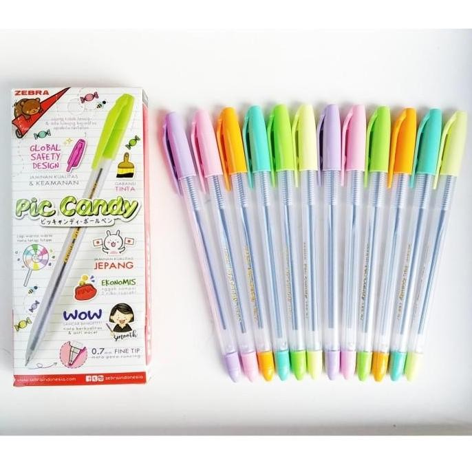 

Bolpen Piccandy 0.7 Mm (6 Collours Cap) Zebra /Pack