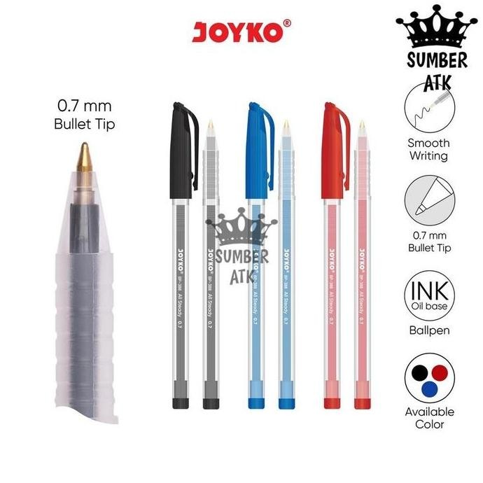 

Ball Pen Pulpen Pena Joyko Bp-388 All Steady 0.7 Mm 1 Lusin Black Blue Red