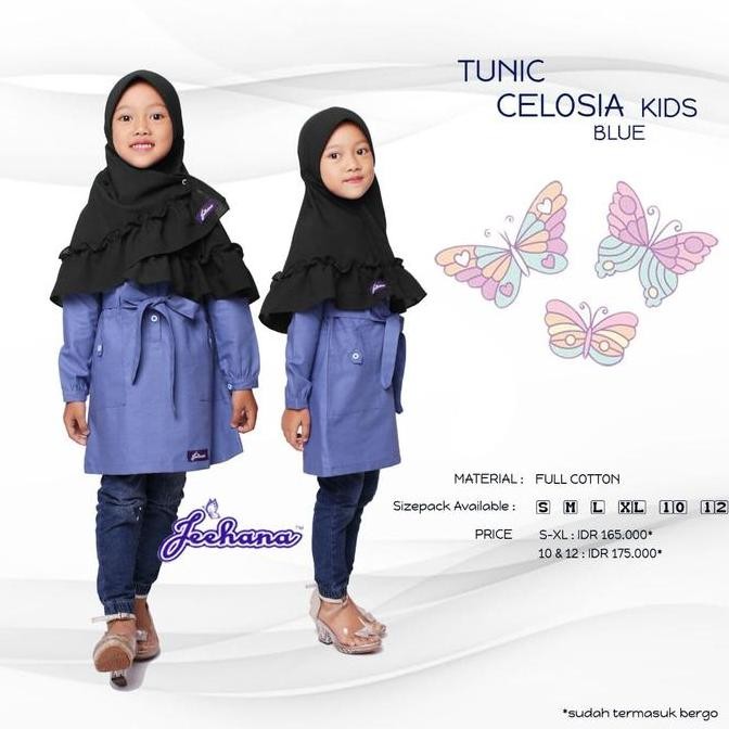 TUNIK ANAK - JEEHANA TUNIK CELOSIA KIDS - SET JILBAB +CELANA -ORINAL