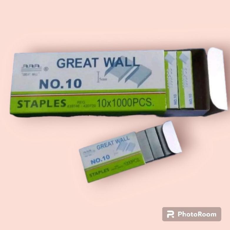 

ISI STAPLES KECIL GREAT WALL (NOMER 10) 10X1000 PCS UNTUK STAPLER HD-10 - FLASH SALE