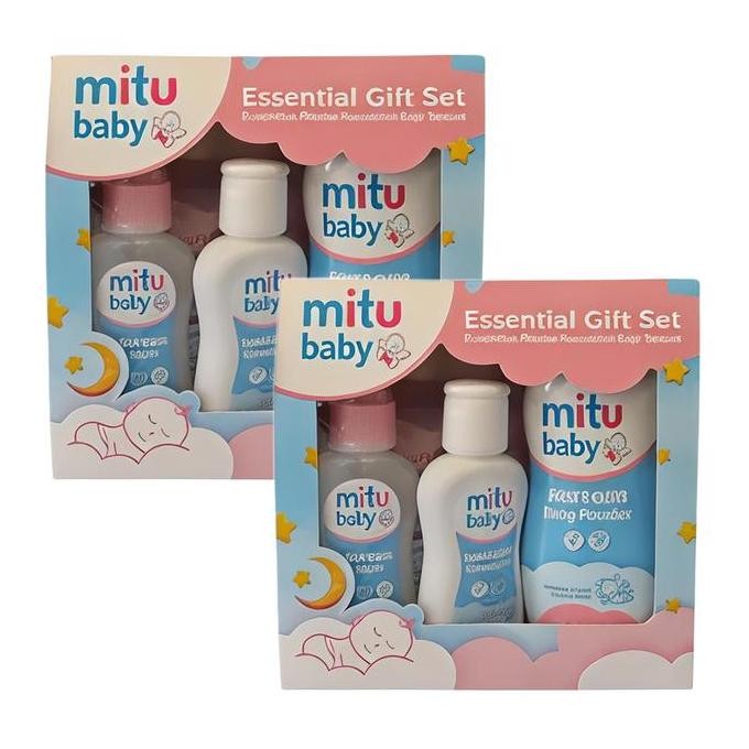 Mitu Baby / Essential Gift Set / Perlengkapan Perawatan Bayi / Isi Set 4Pcs