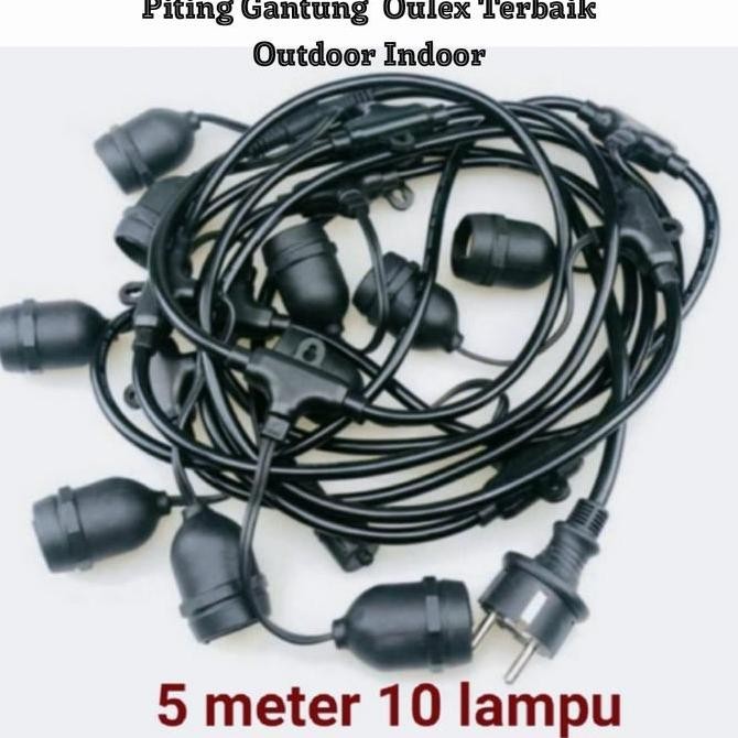 Fiting Lampu Gantung Oulex 5 Meter 10 Lampu / Waterproof / Anti Air