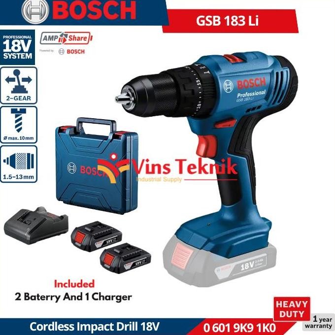 Promo BOSCH GSB183 GSB 183-LI Mesin Bor Tembok Baterai GSB 183 LI 18V Cordless Impact Drill 18 Volt 