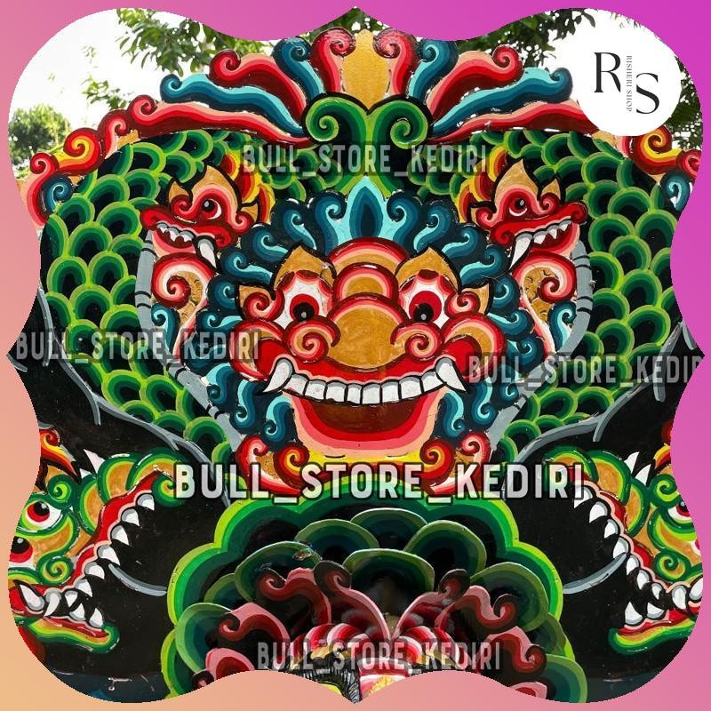 {Pasti Murah} Barongan Pentas Hijau Nogo Jowo Ukuran 18 An Jamang Drem Kayu Waru Gb-98
