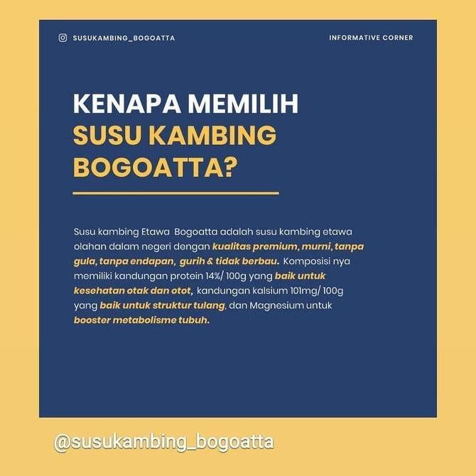 

Murah Susu Kambing Etawa - Bogoatta Tanpa Gula Tambahan