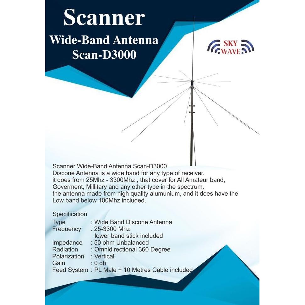 Promo Scanner Wide Band Antenna Scan-D3000 Receiver Wide