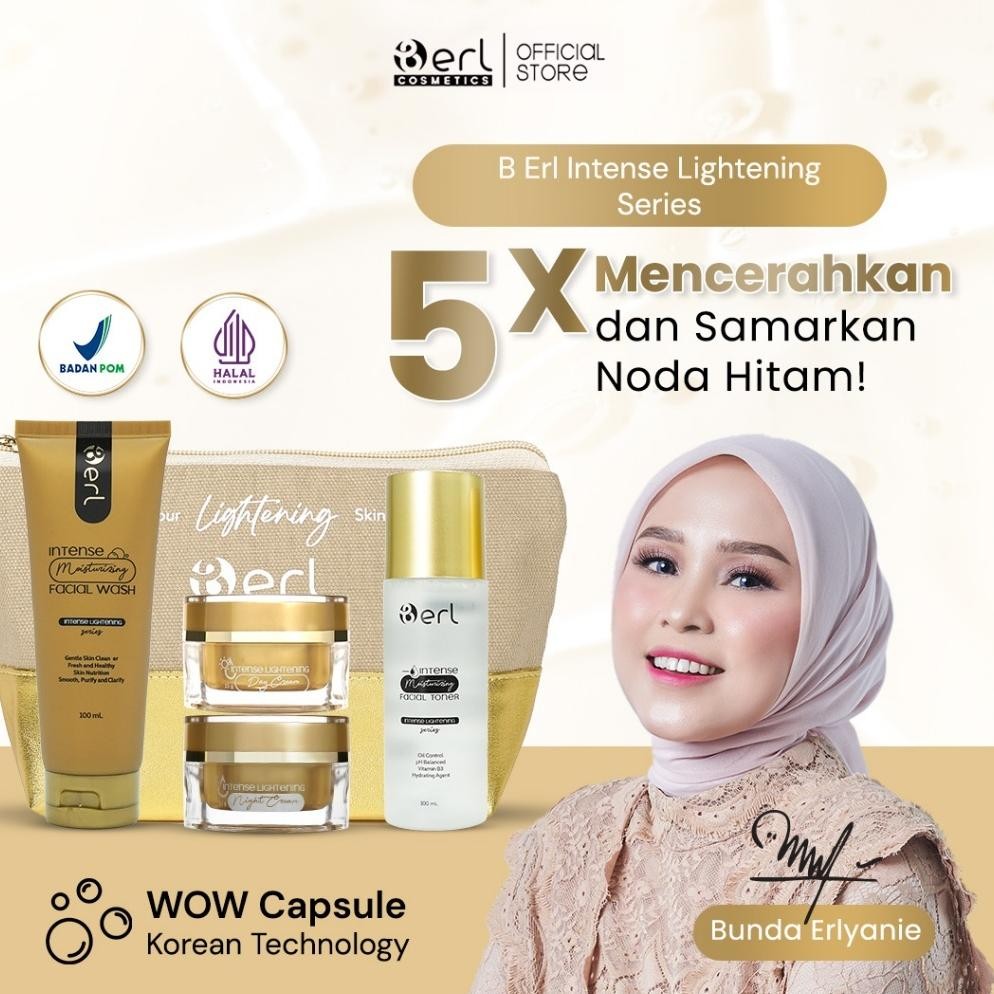 B Erl Lightening Series Paket Skincare BPOM Pencerah Pemutih Wajah Glowing Anti Aging